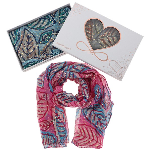 Glam Leaves Foil Boxed Scarf