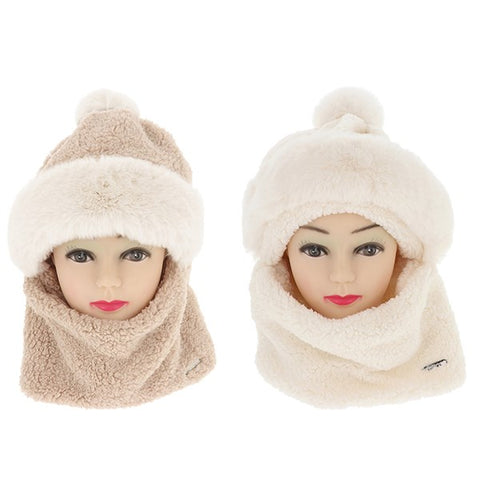 Faux Fur One Piece Hat Scarf