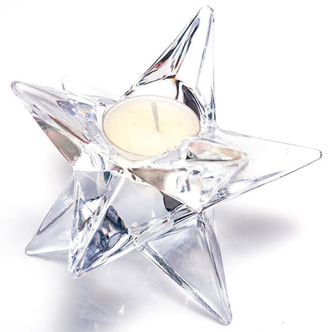 NEWGRANGE LIVING GLASS STAR T-LIGHT HOLDER WITH T-LIGHT