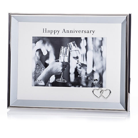 NEWGRANGE LIVING HAPPY ANNIVERSARY PHOTO  FRAME 6" X 4" SILVER PLATED