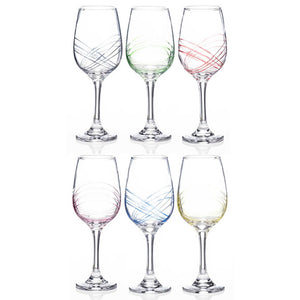 Swirl Rainbow Party Wine Glass Set 6