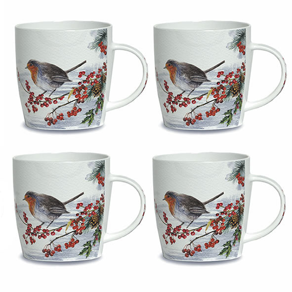 Robin China Set of 4 Mugs