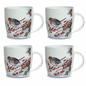Robin China Set of 4 Mugs