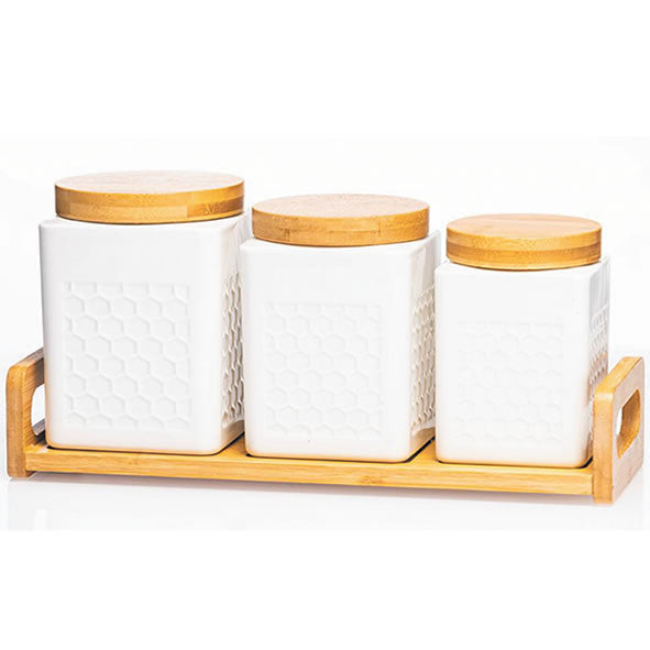 White Ceramic Canister Set (3)