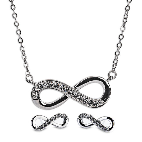 NEWGRANGE LIVING SILVER INFINITY NECKLACE & EARRING SET