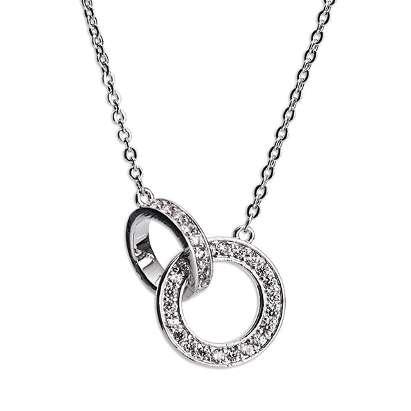 NEWGRANGE LIVING SILVER INTERLOCKING DIAMANTE NECKLACE