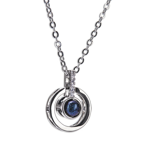 Diamante Blue Stone Necklace (Silver)