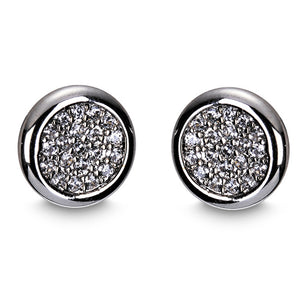 Diamante Round Earrings (Silver)