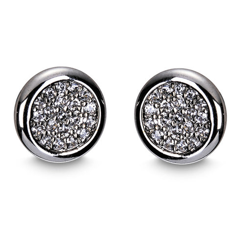 Diamante Round Earrings (Silver)