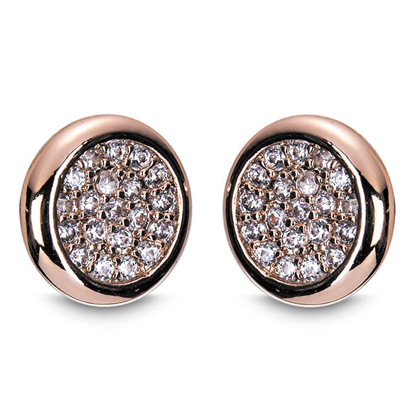 Diamante Round Earrings (Rose Gold)