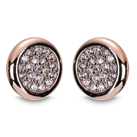 Diamante Round Earrings (Rose Gold)