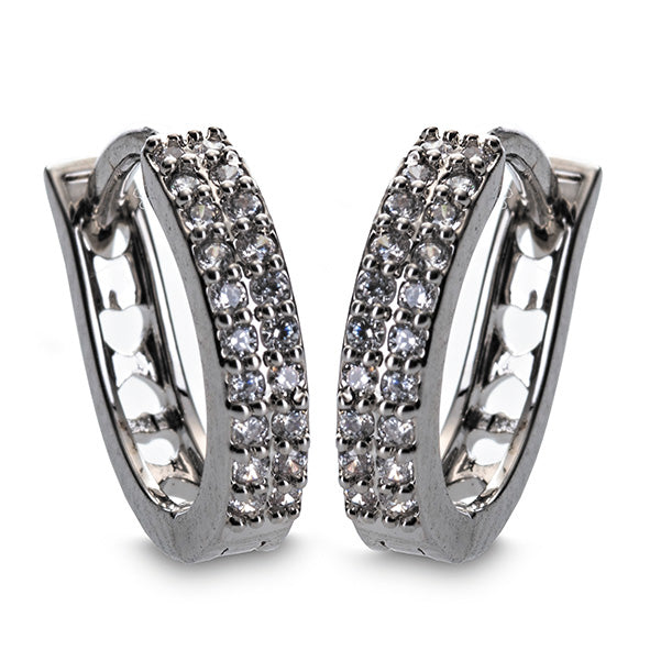 Diamante Hoop Earrings (Silver)