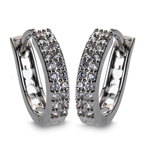 Diamante Hoop Earrings (Silver)