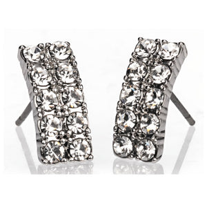 NEWGRANGE LIVING SILVER DIAMANTE BAR EARRINGS