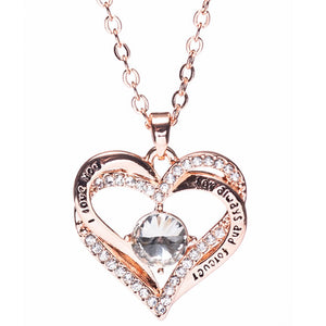 NEWGRANGE LIVING ROSE GOLD HEART WITH STONE PENDANT