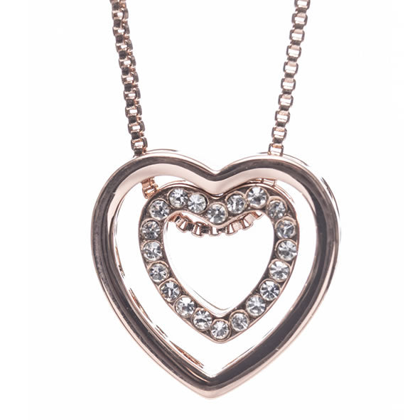 NEWGRANGE LIVING ROSE GOLD HEART INTERWINED PENDANT