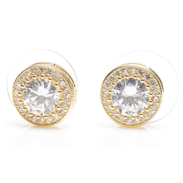 NEWGRANGE LIVING LARGE STONE GOLD DIAMOND EARRINGS