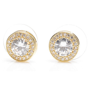 NEWGRANGE LIVING LARGE STONE GOLD DIAMOND EARRINGS