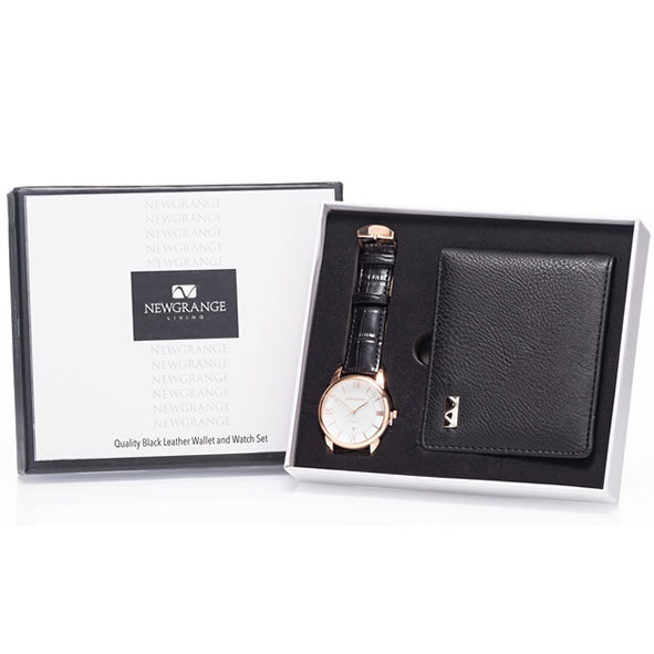 NEWGRANGE LIVING MENS WATCH & WALLET SET - BLACK