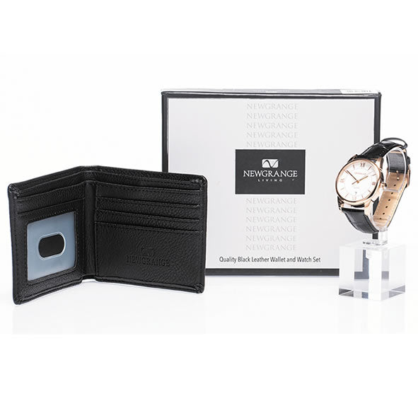 NEWGRANGE LIVING MENS WATCH & WALLET SET - BLACK