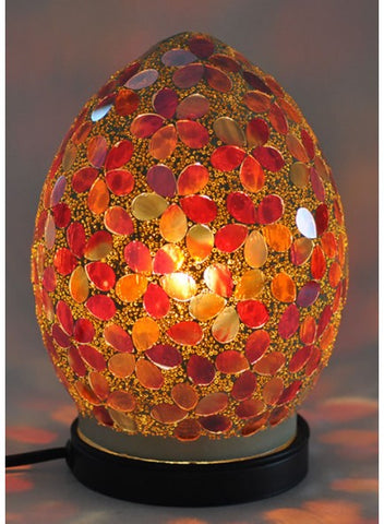 Red & Amber Mosaic Egg Lamp