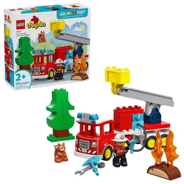 LEGO FIRE TRUCK WITH HOSE & FIREFIGHTER