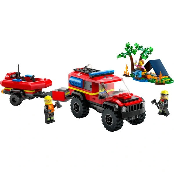 LEGO CITY 4 X 4 FIRE TRUCK WITH RESCUE BOAT