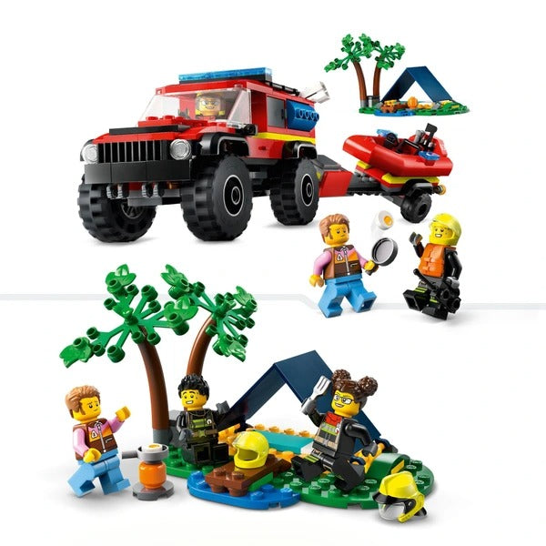 LEGO CITY 4 X 4 FIRE TRUCK WITH RESCUE BOAT