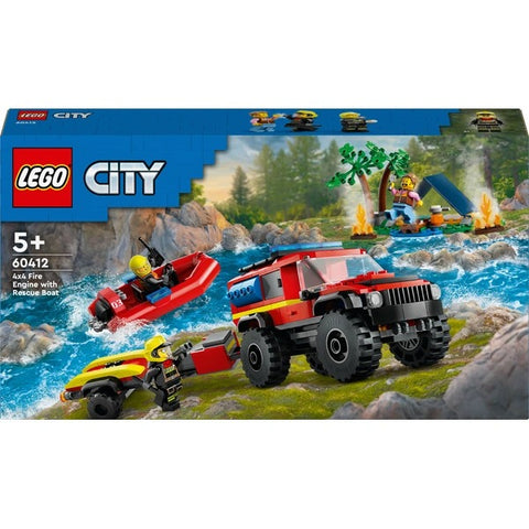 LEGO CITY 4 X 4 FIRE TRUCK WITH RESCUE BOAT