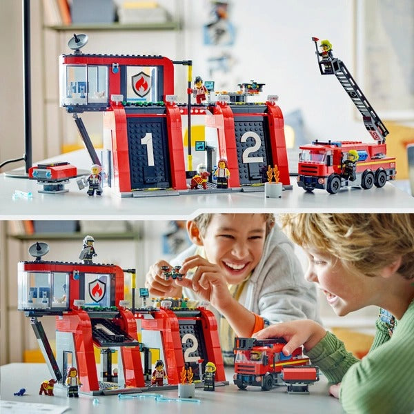 LEGO CITY FIRE STATION WITH FIRE  TRUCK