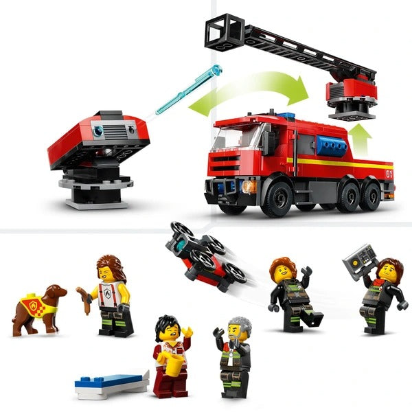 LEGO CITY FIRE STATION WITH FIRE  TRUCK