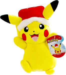 8" PIKACHU WITH SANTA HAT PLUSH