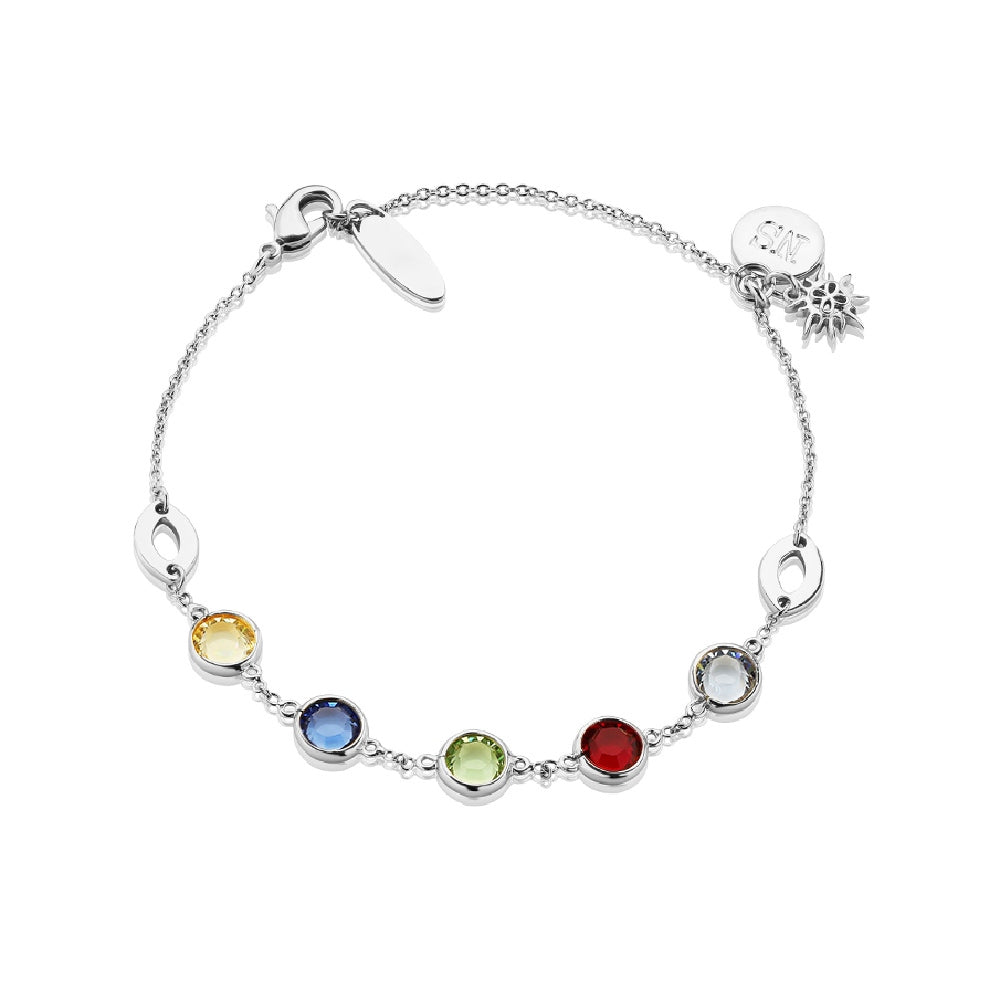 Coloured Stone Bracelet (Silver Plated)