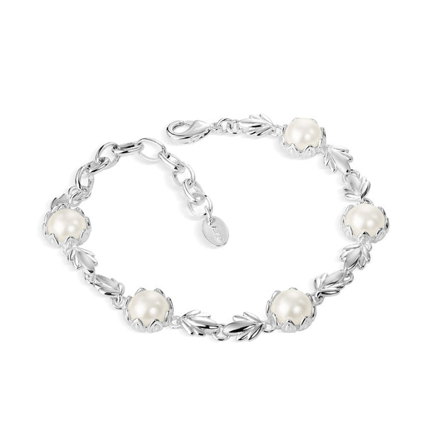 NEWBRIDGE SILVERWARE PEARL LEAF LINK BRACELET