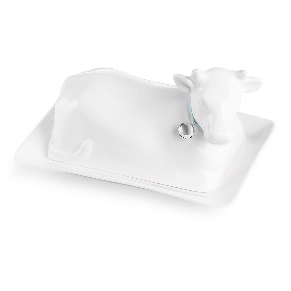 NEWBRIDGE SILVERWARE WHITEWARE COW BUTTERDISH