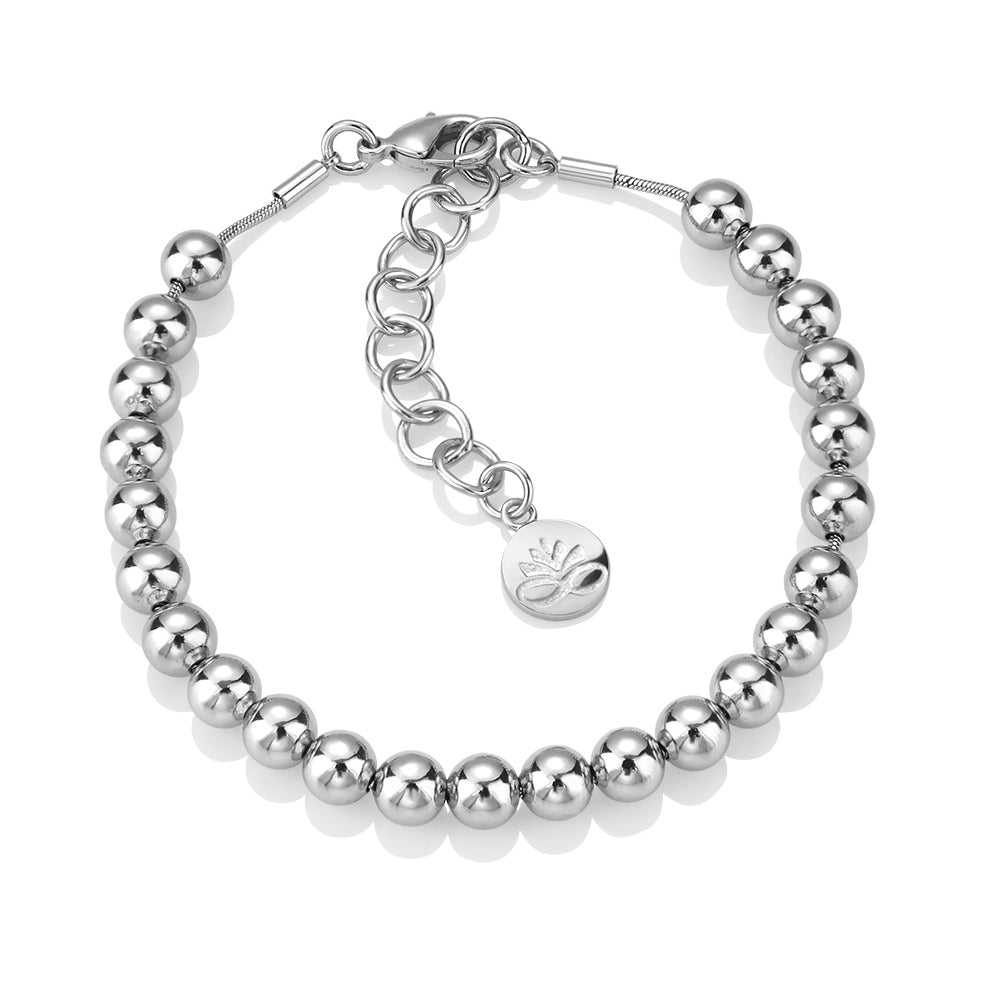 Small Bead Bracelet (Rhodium Plated)