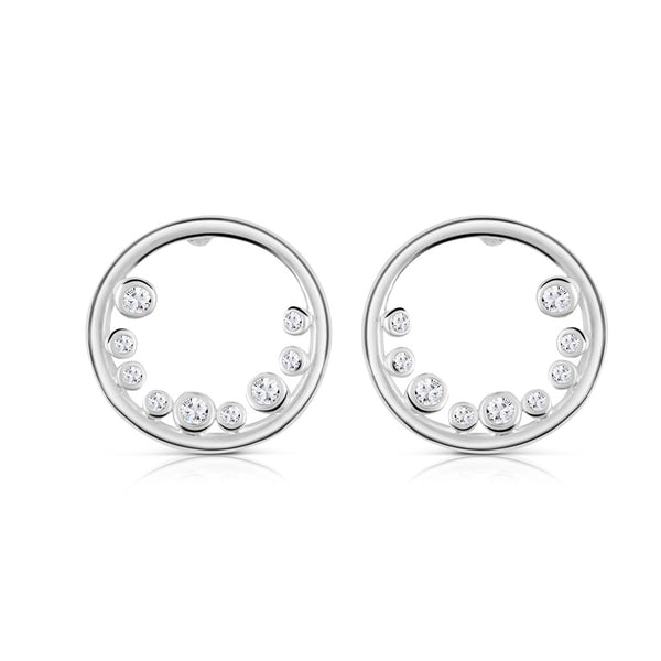 NEWBRIDGE SILVERWARE PETITE CIRCULAR EARRINGS WITH CLEAR STONES