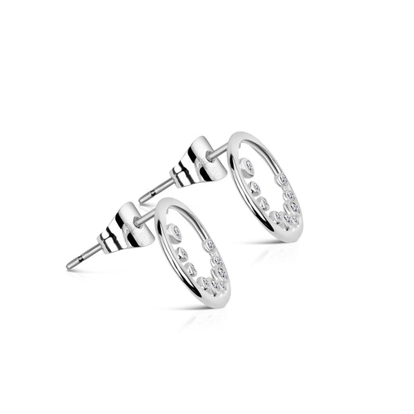 NEWBRIDGE SILVERWARE PETITE CIRCULAR EARRINGS WITH CLEAR STONES