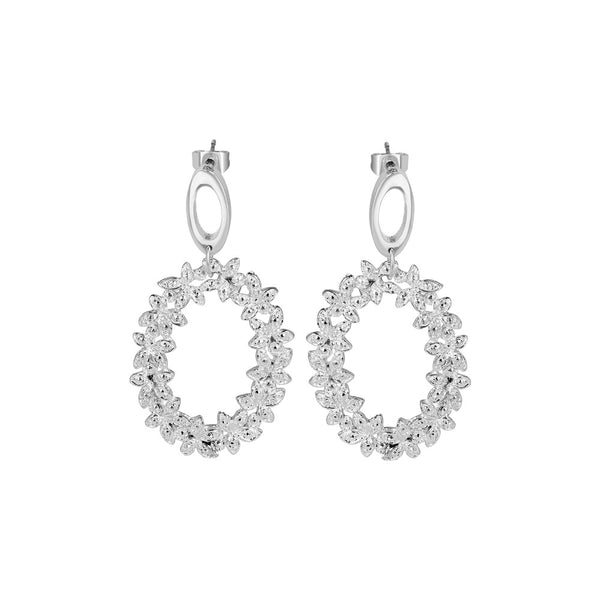 NEWBRIDGE SILVERWARE FLORAL OVAL ORNATE EARRINGS