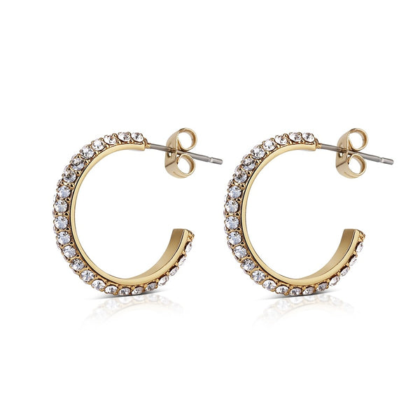 NEWBRIDGE SILVERWARE HOOP EARRINGS WITH GOLDEN HONEY STONES