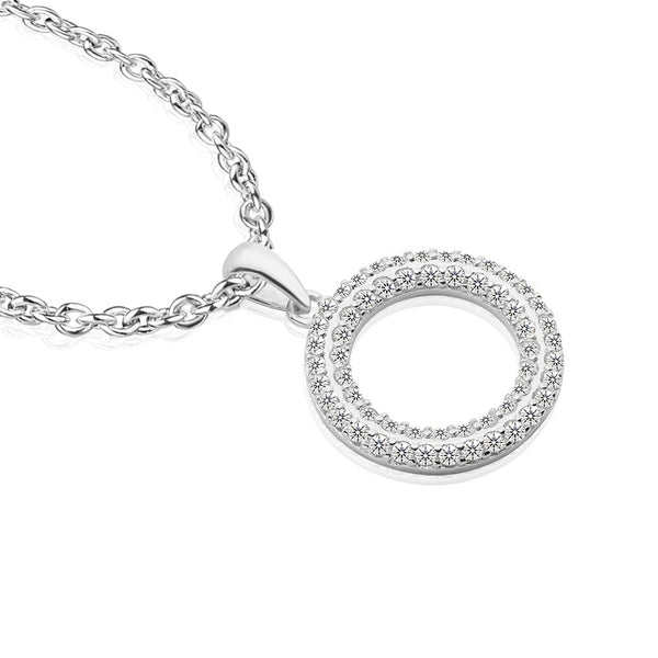 NEWBRIDGE SILVERWARE CIRCLE PENDANT MULTI CLEAR STONES