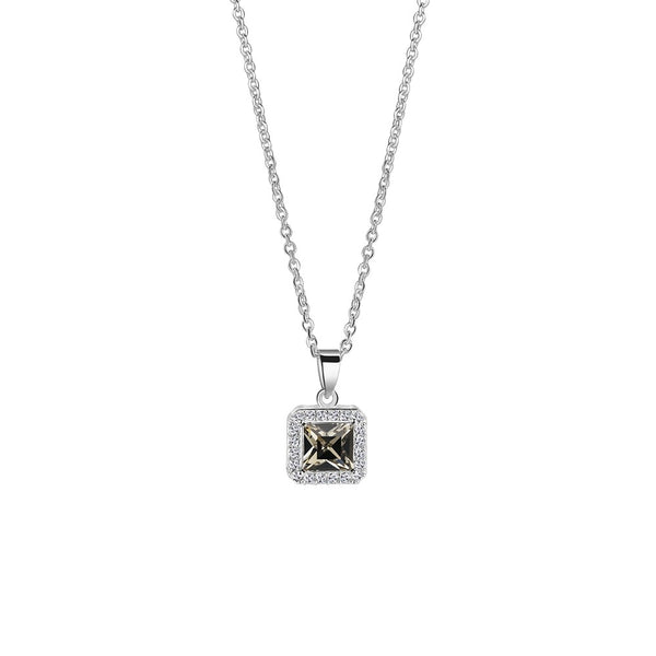 NEWBRIDGE SILVERWARE SQUARE PENDANT WITH CLEAR & BLACK SETTING