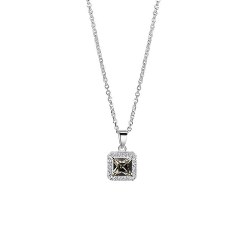 NEWBRIDGE SILVERWARE SQUARE PENDANT WITH CLEAR & BLACK SETTING