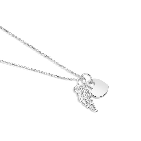 NEWBRIDGE SILVERWARE HEART WITH ANGEL WING PENDANT