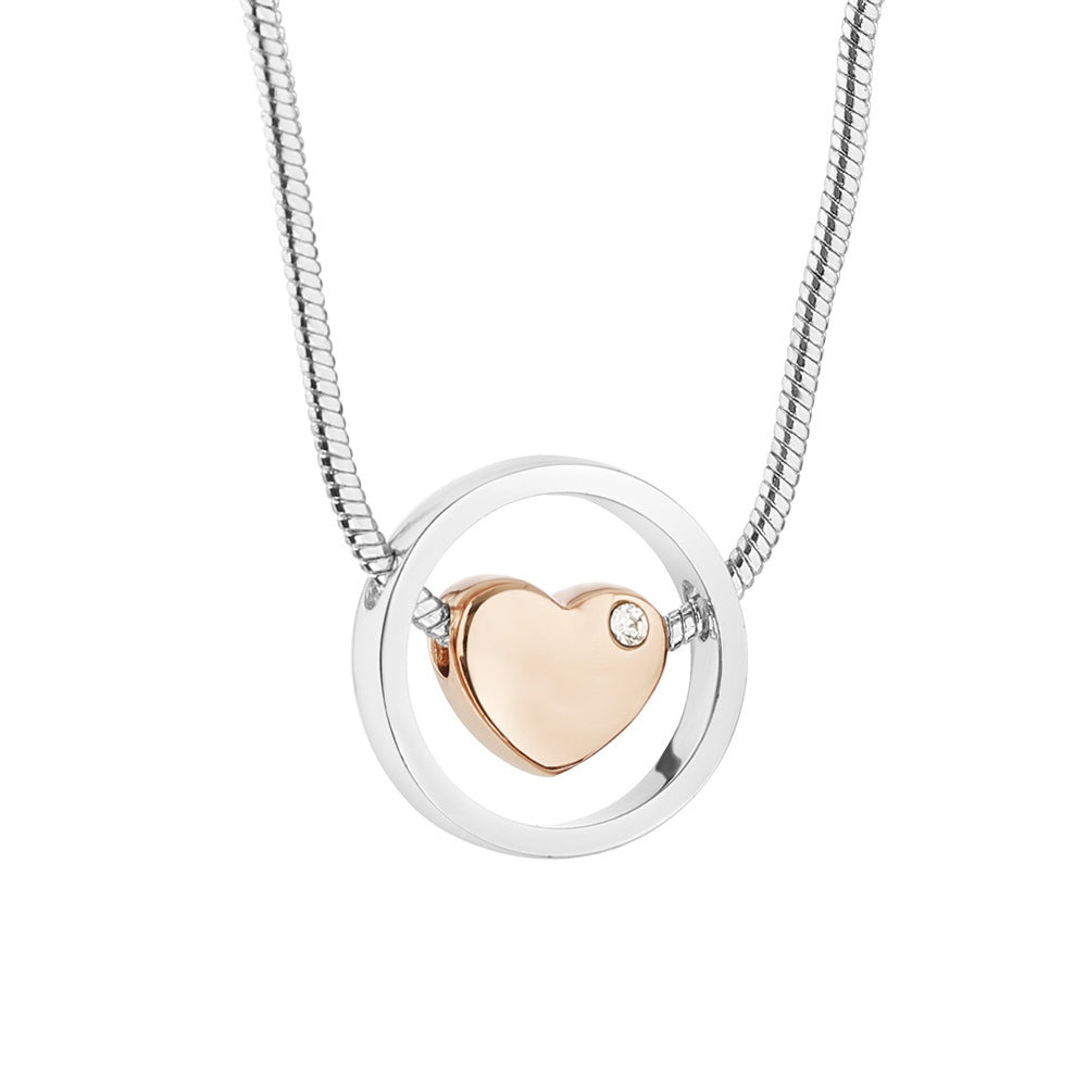 Crystal Heart Pendant (Silver & Rose Gold Plated)