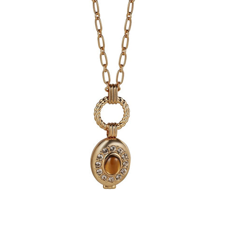 NEWBRIDGE SILVERWARE GOLD PLATED LOCKET WITH TOPAZ STONE