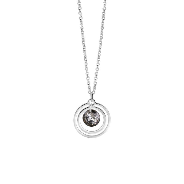 NEWBRIDGE SILVERWARE CIRCULAR PENDANT WITH BLACK STONE