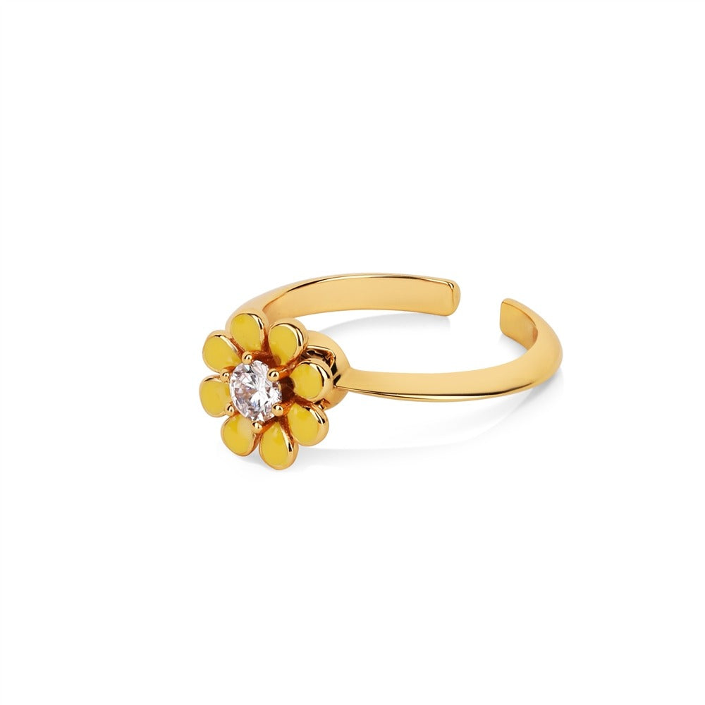 NEWBRIDGE SILVERWARE YELLOW FLOWER REVOLVING RING