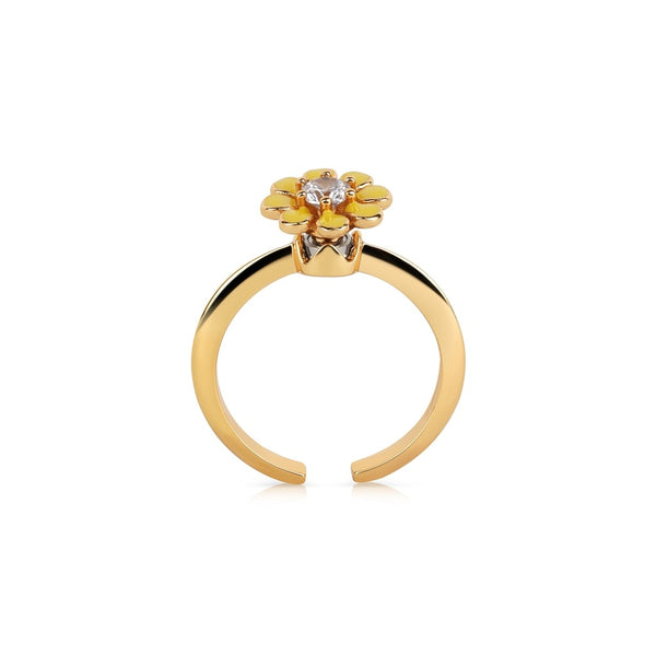 NEWBRIDGE SILVERWARE YELLOW FLOWER REVOLVING RING