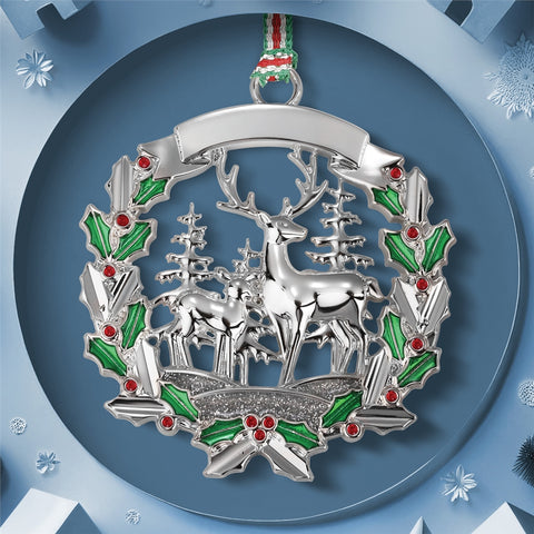 Deer with Holly Xmas Tree Decoration